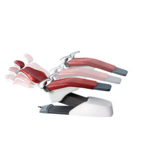 Professional Model S6 dental chair, red and white ergonomic design