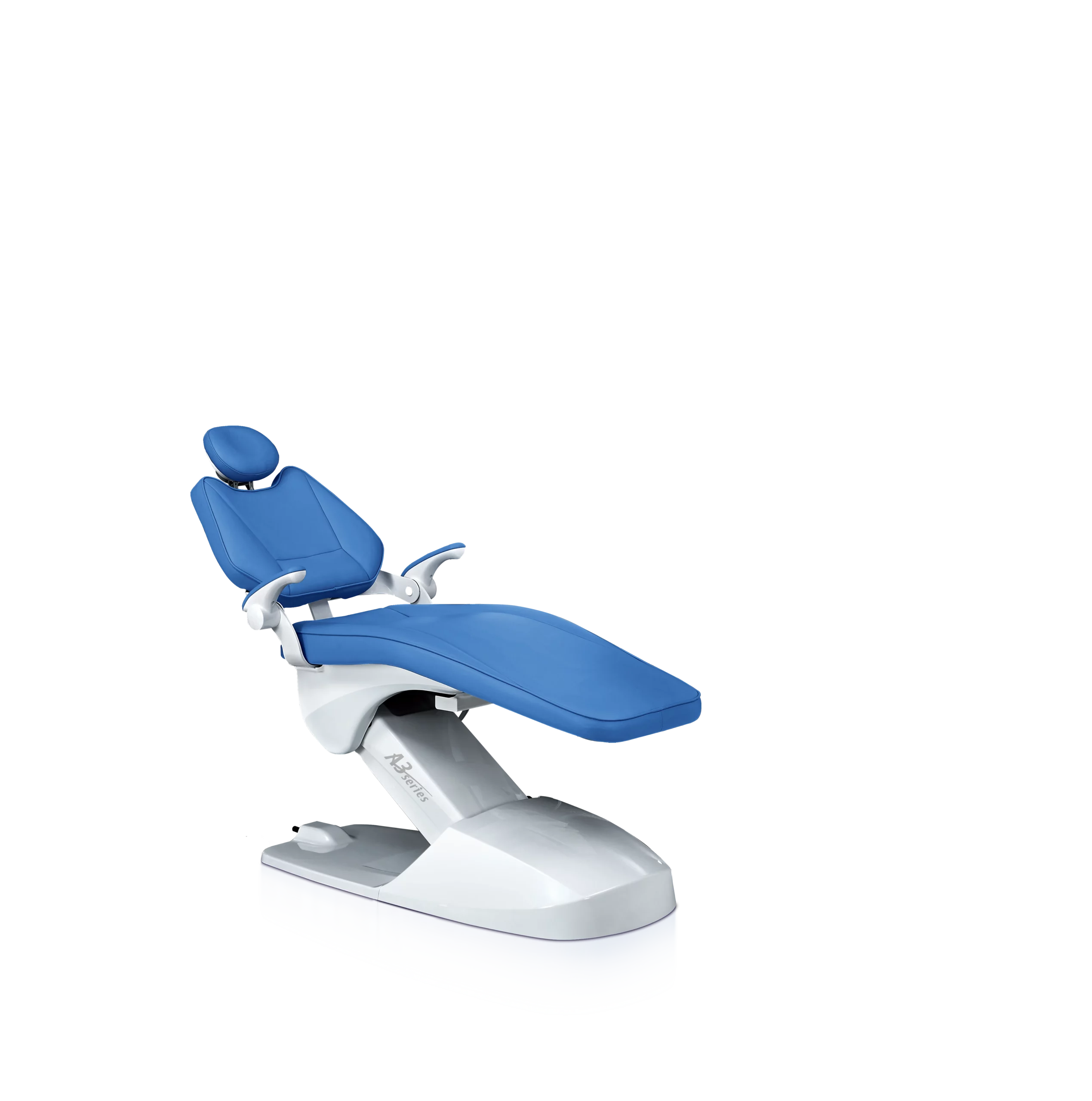 Smart Model A3S Dental Chair with blue seat and white base - ergonomic design
