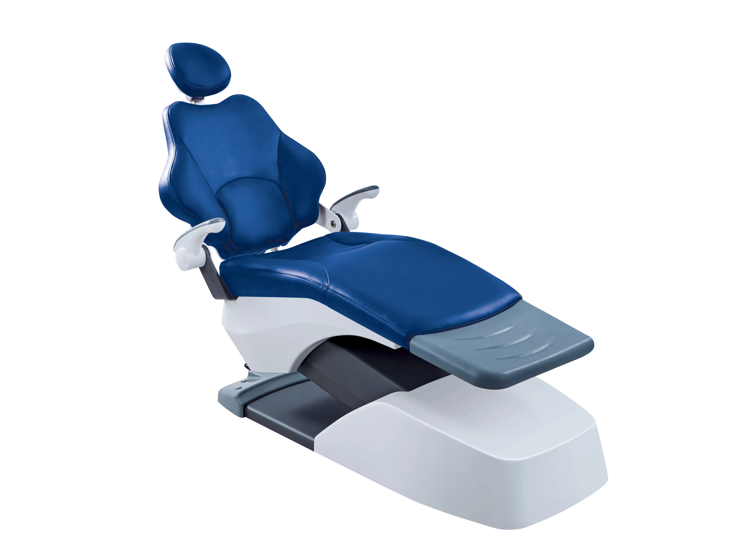 Model S3 dental chair with blue leather seat and ergonomic design