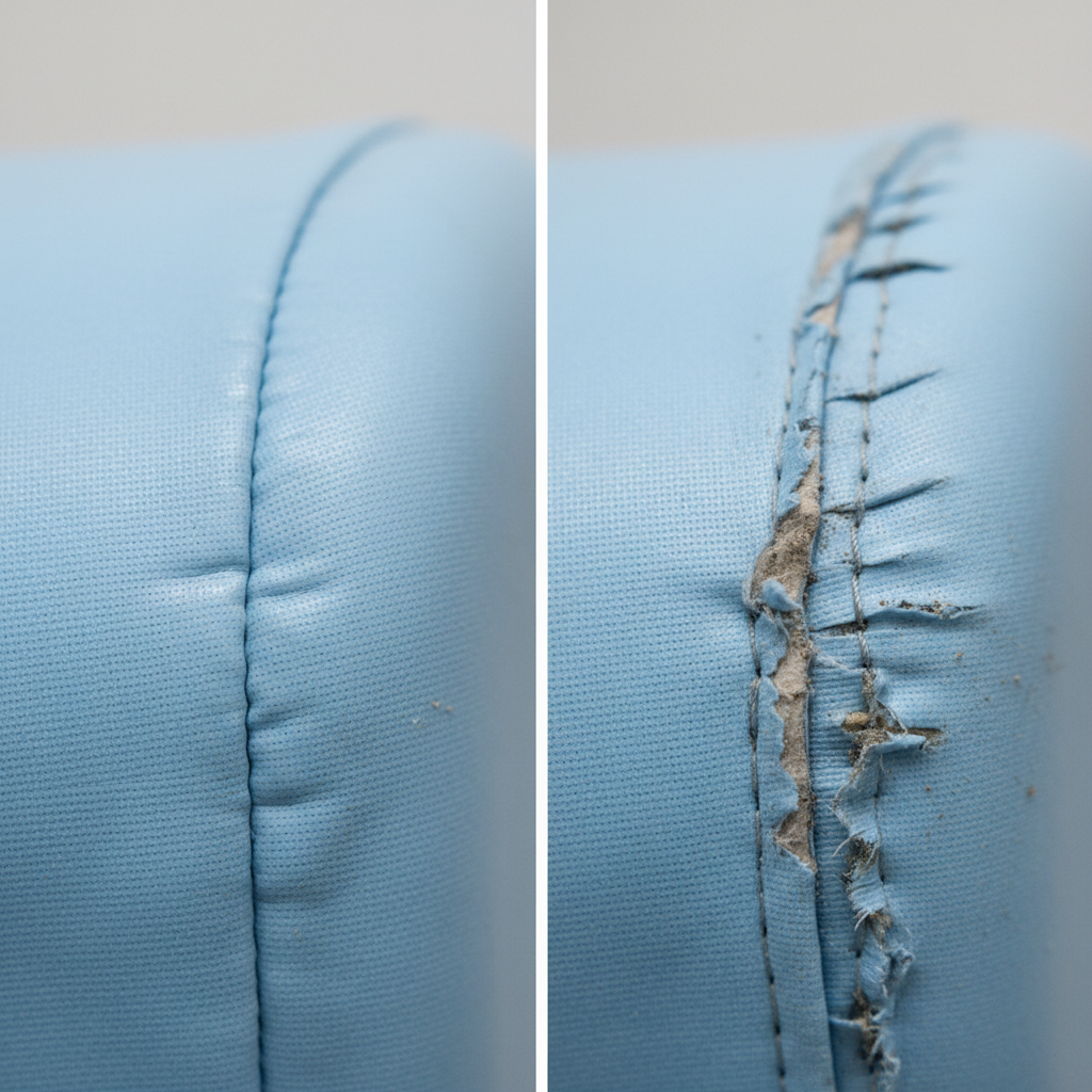 特写干净明亮的诊所内现代、无缝的牙科椅内饰。