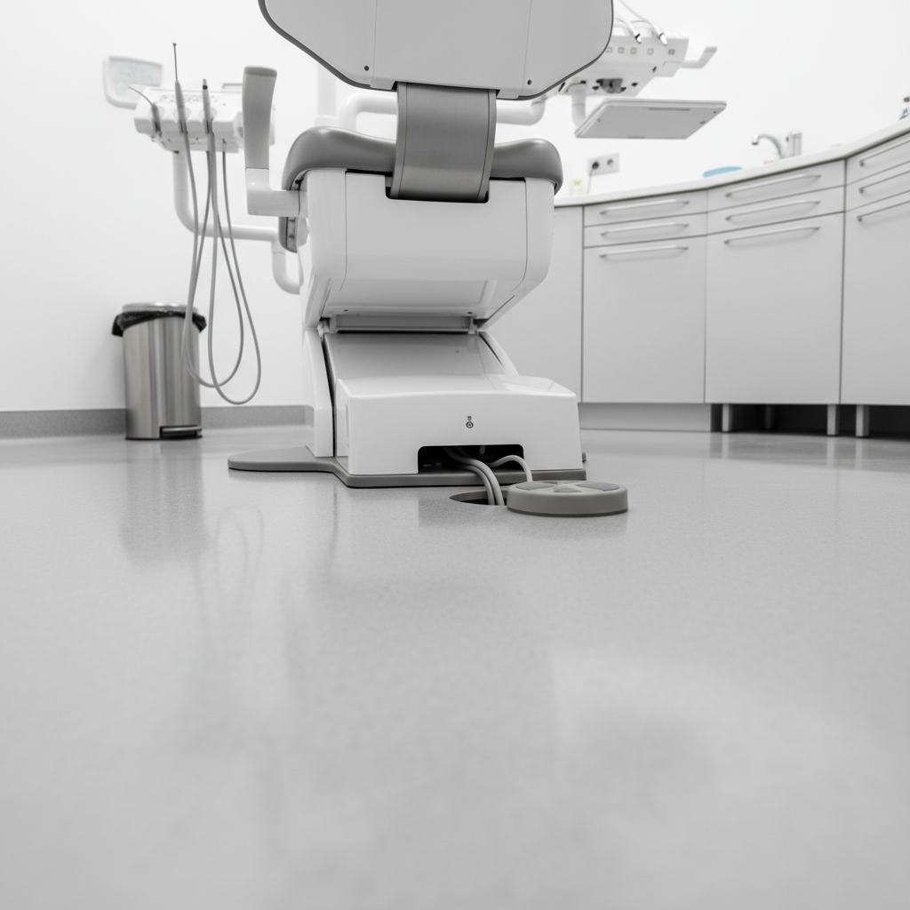 A clean and organized dental operatory with integrated cable management, reducing trip hazards and clutter.